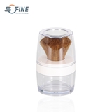 10G Wholesale Cylinder Empty Loose Powder Case Container Sifter Cosmetic Jar With Brush Clear Lid