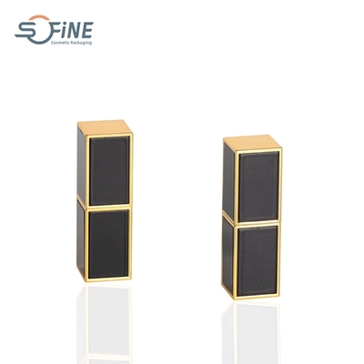 3.5g ABS high quality square magnetic black lipstick tube container with gold line