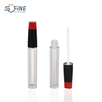 3.5ml empty matte red black AS plastic lip gloss tubes cosmetic packaging with brush