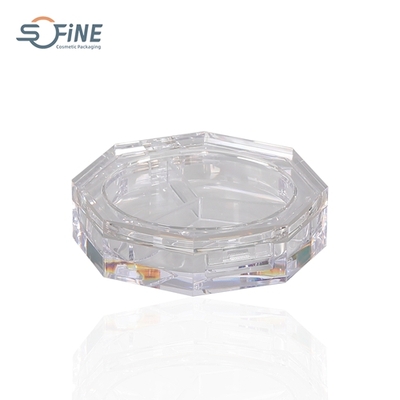 3 colors empty octagon shape AS material blush container clear transparent loose compact powder case