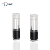 3.5g ABS empty square black lipstick containers transparent cap and bottom plastic lipstick tube