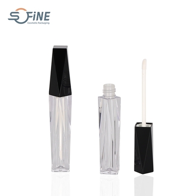 4ml unique cosmetics plastic tube empty black lip gloss tube with brush transparent containert