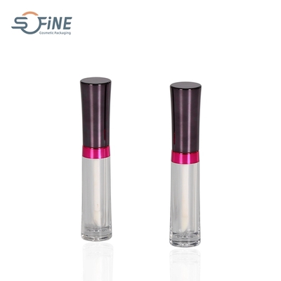 3ml AS plastic lip gloss tube container with collar cylinder lip gloss packaging custom color logo