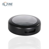 7G blush with mirror cosmetic transparent skylight matte black round pressed compact powder case