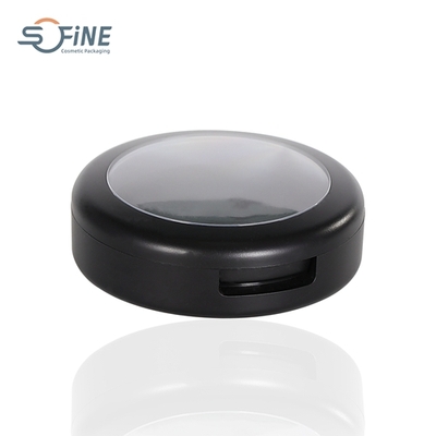 7G blush with mirror cosmetic transparent skylight matte black round pressed compact powder case