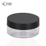 30G Custom Logo Plastic Empty Round Transparent Loose Powder Jar With Sifter