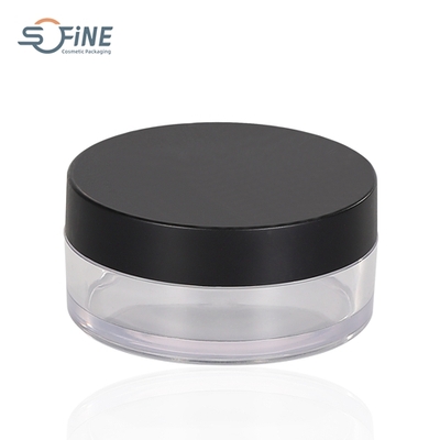 30G Custom Logo Plastic Empty Round Transparent Loose Powder Jar With Sifter