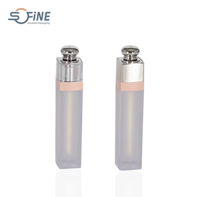 Wholesale private label square clear plastic lip gloss container with brush applicator