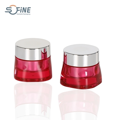 15g acrylic high end &nbsp;red square shape empty double wall cosmetic jar with silver screw lid