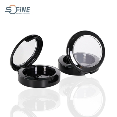 8g empty blush with mirror cosmetic transparent skylight black round pressed compact powder case