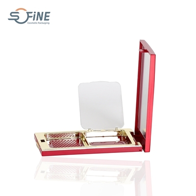 2 pan rectangle case press powder luxury empty makeup compact cosmetic case with insert for puff 6g